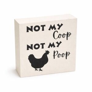 Farmhouse Chicken Coop Poop Wood Block Sign Rustic Country Kitchen Decor